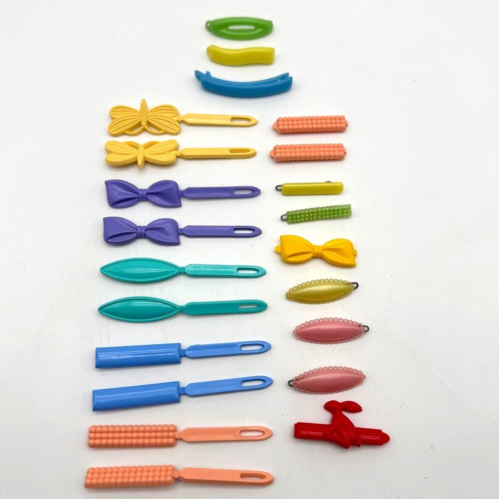 Vintage Goody & Solo Hair Barrettes Lot Plastic Bows Clips Retro USA